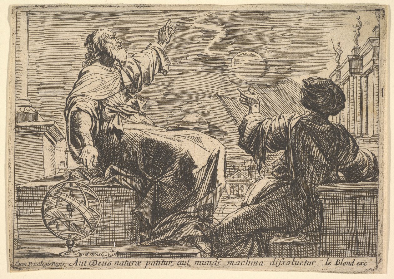 Dwóch filozofów obserwujących zaćmienie, 1615-1642. autorstwa Pierre Brebiette