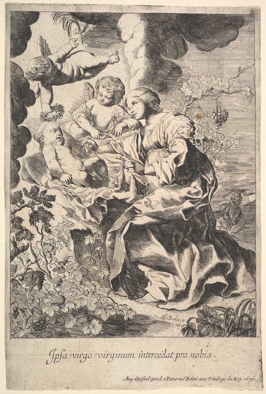 Dziewica i Dzieciątko z aniołami, 1636. autorstwa Pierre Brebiette