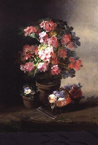 Martwa natura róż w doniczce, ok. 1870 autorstwa Pierre Camille Gontier