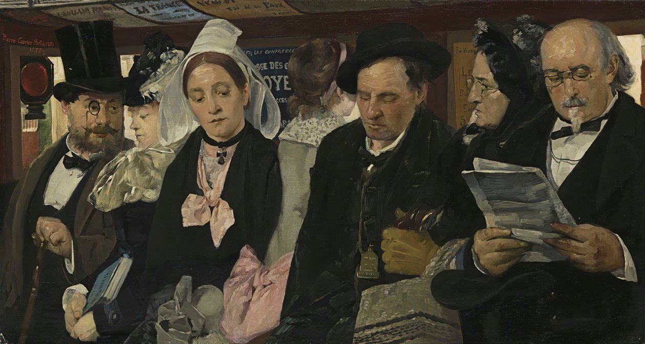 W Omnibusie, 1877. autorstwa Pierre Carriere Belleuse