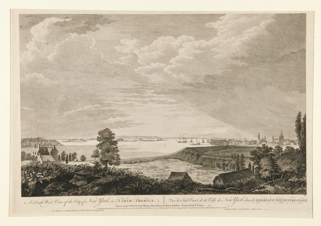 Południowo-zachodni widok miasta Nowy Jork autorstwa Pierre Charles Canot
