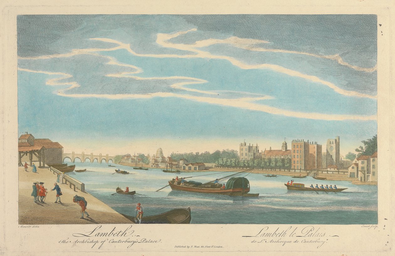 Lambeth. Arcybiskup Pałacu Canterbury autorstwa Pierre Charles Canot