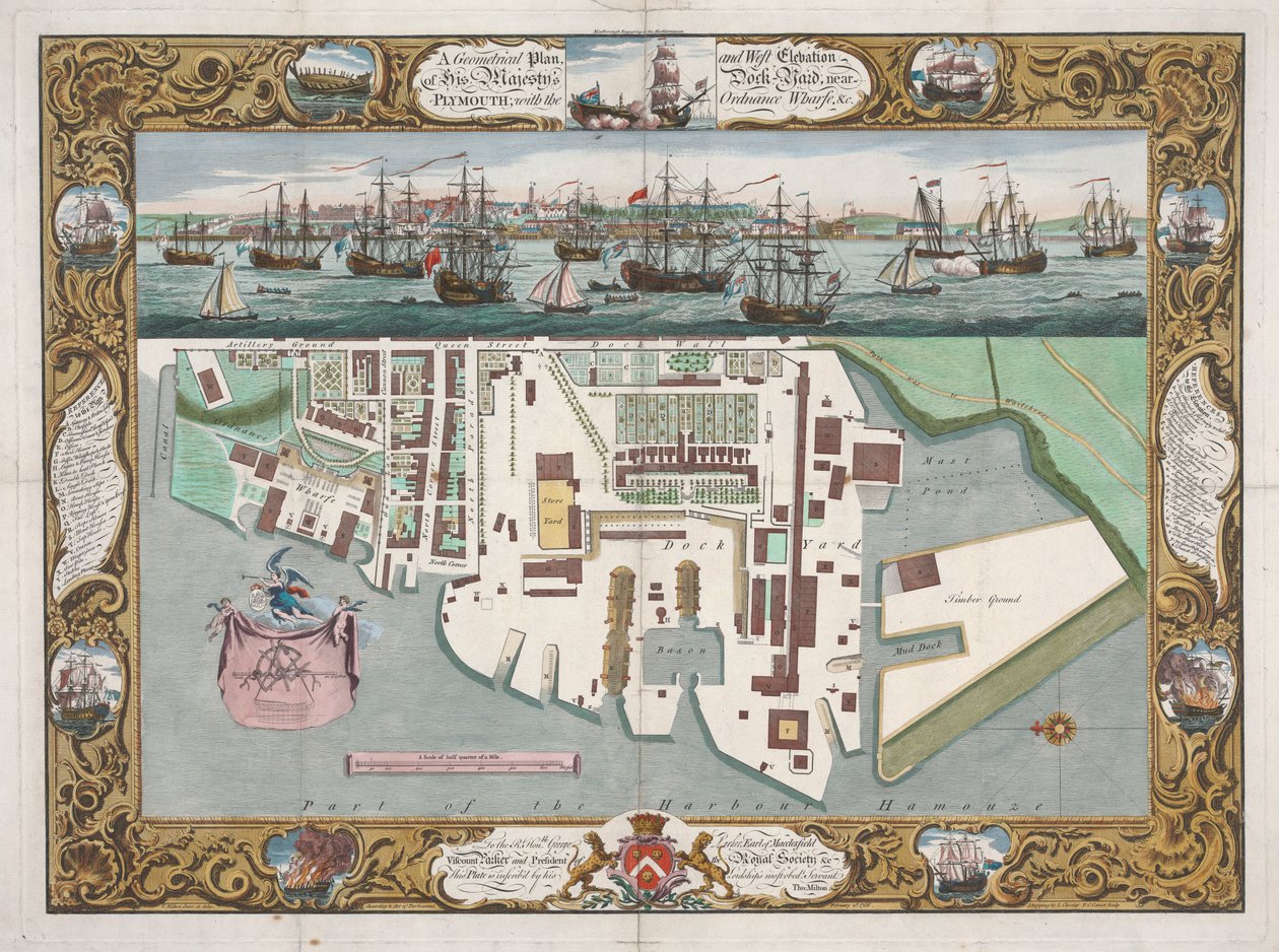 W pobliżu Plymouth z Ordinance Wharfe... autorstwa Pierre Charles Canot