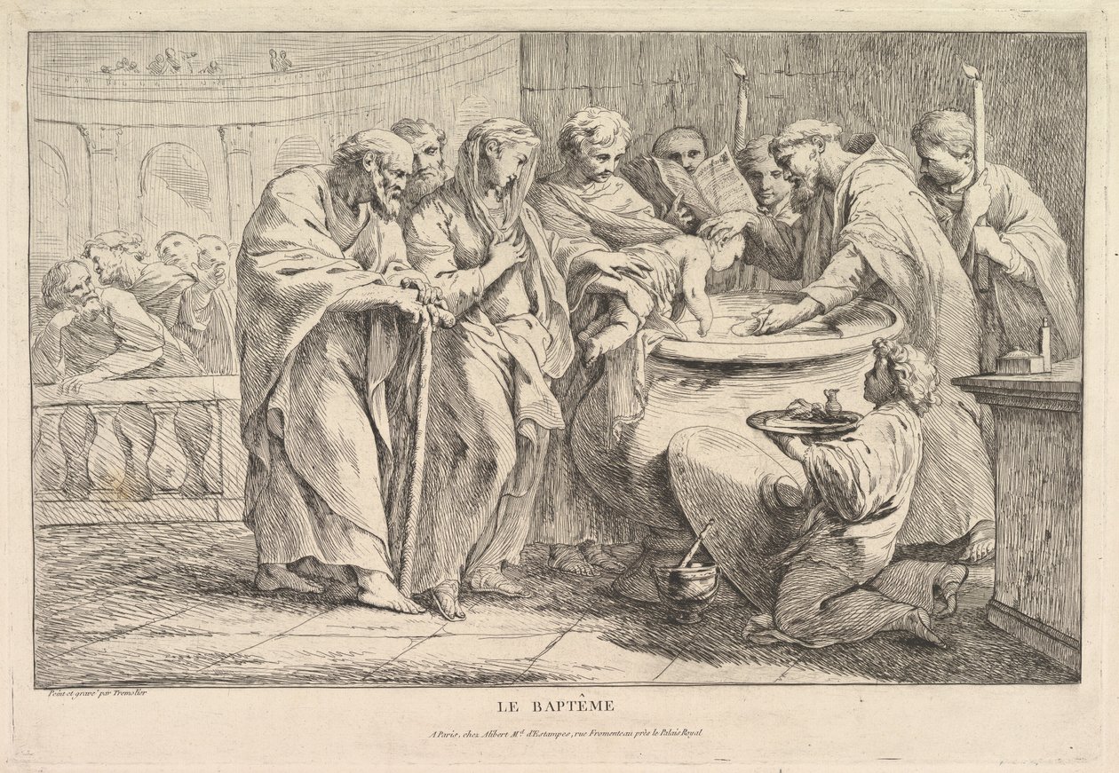 Chrzest, ca. 1734. autorstwa Pierre Charles Tremolieres