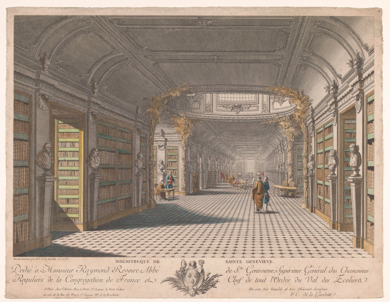 Biblioteka opactwa Sainte-Geneviève w Paryżu Bibliotheque de Sainte Genevieve (tytuł na obiekcie) autorstwa Pierre Claude Delagardette