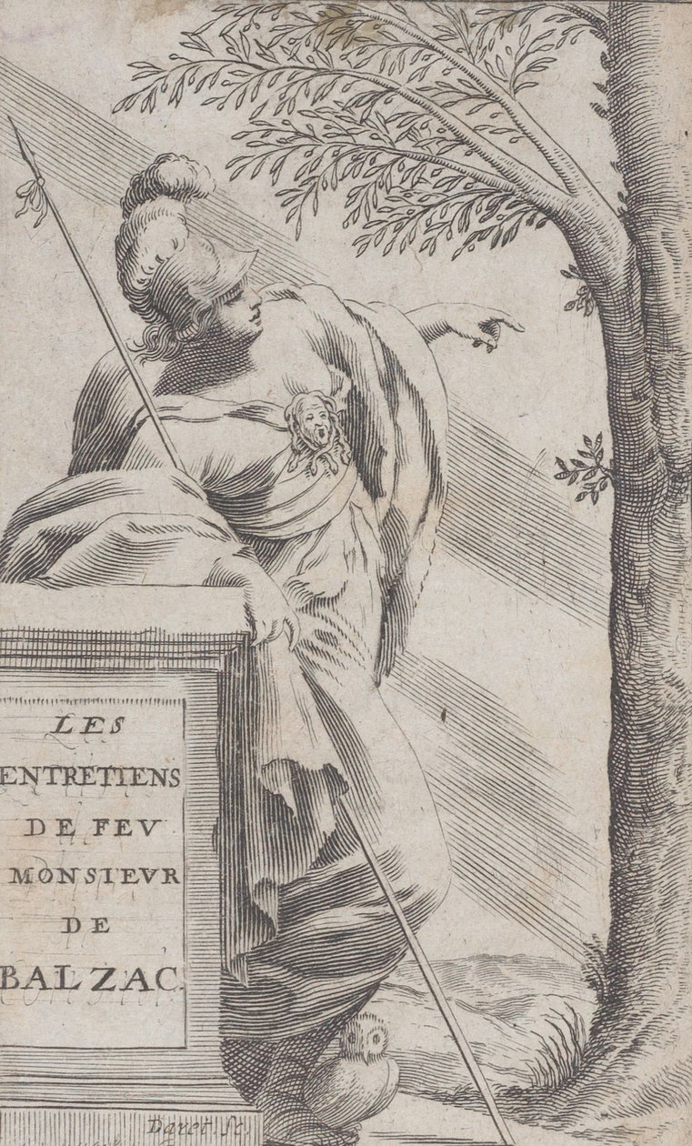 Frontyspis, z Wywiadów z panem Balzakiem Les Entretiens de Feu Monsieur d..., 1660. autorstwa Pierre Daret