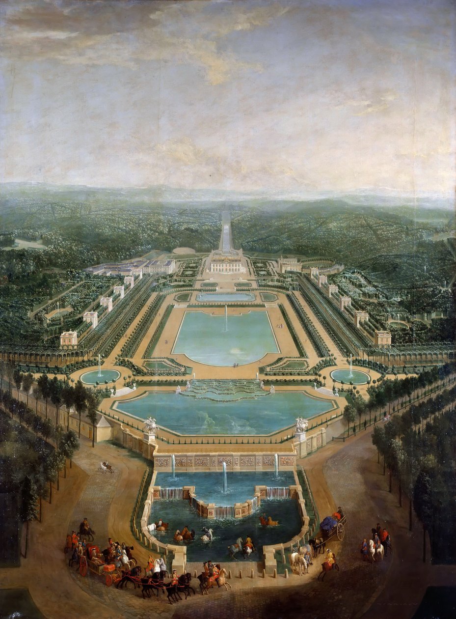 Widok ogólny zamku i ogrodów w Marly, ok. 1724 autorstwa Pierre Denis II Martin