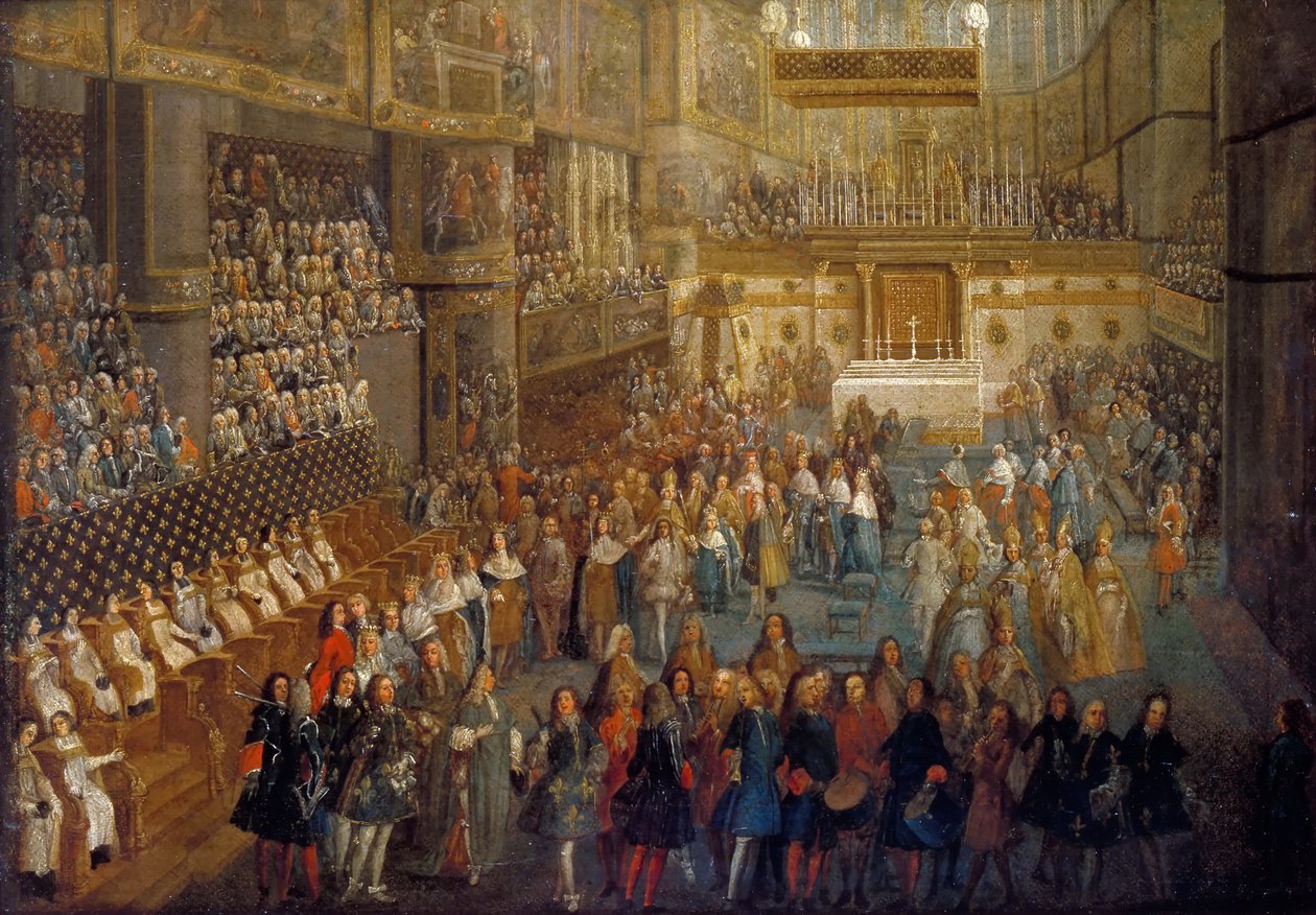 Koronacja Ludwika XV w katedrze w Reims, 25 października 1722 r. autorstwa Pierre Denis II Martin