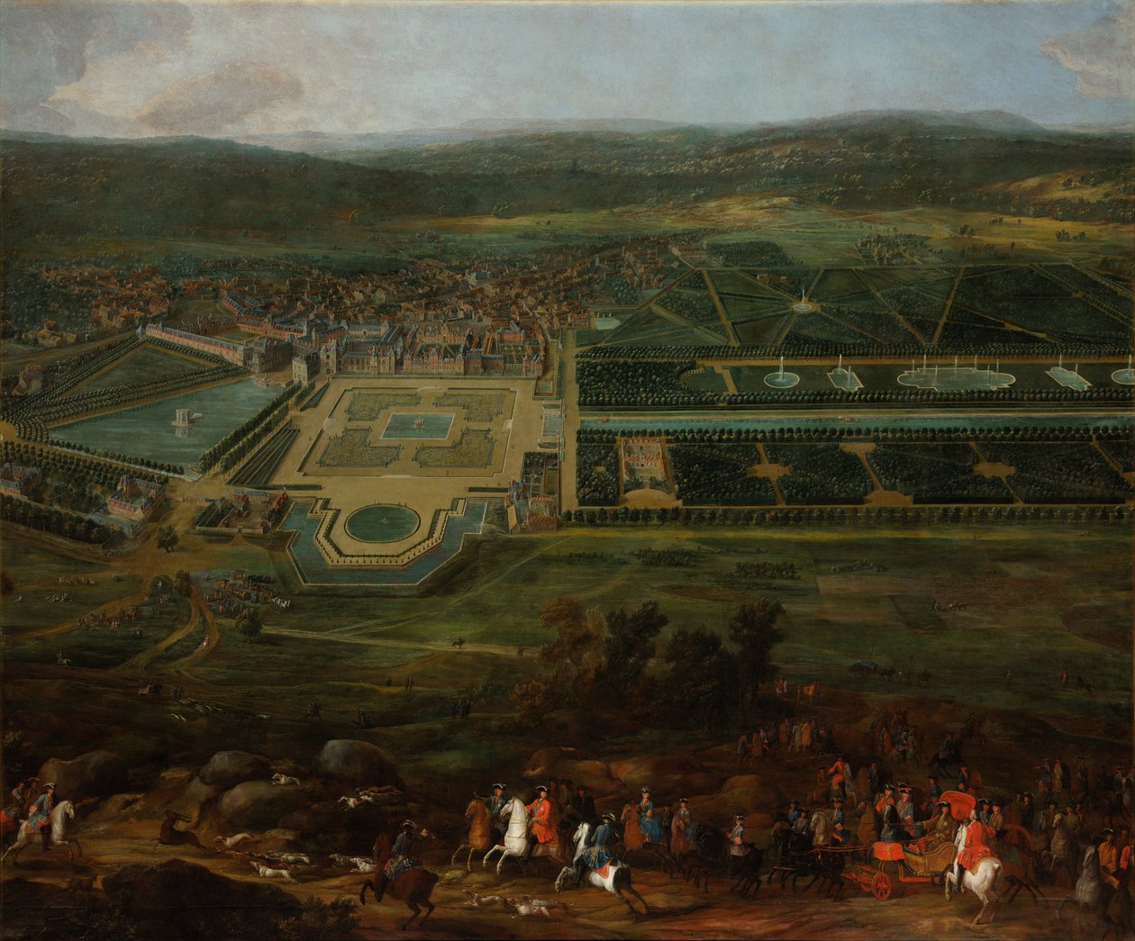 Widok na Château de Fontainebleau, 1718-1725 autorstwa Pierre Denis II Martin