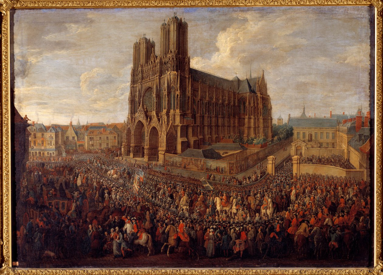 Kawalkada prowadząca Ludwika XV do opactwa Saint Remy w Reims 26 października 1722 r. Obraz Pierre