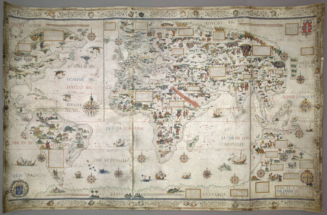 Dodaj mapę świata MS 24065 autorstwa Pierre Desceliers