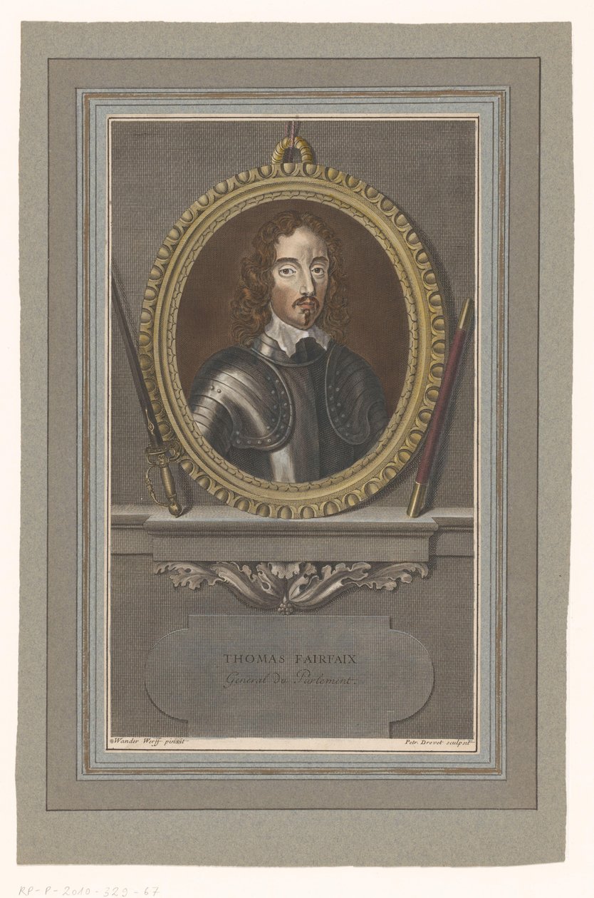Portret van Thomasa Fairfaxa Thomas Fairfax (tytuł na obiekcie) autorstwa Pierre Drevet