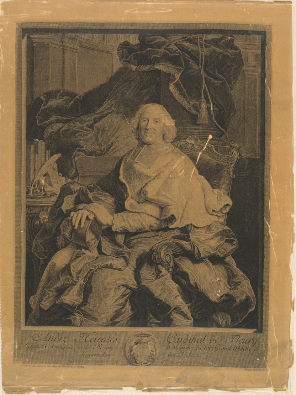 André Hercules, kardynał Fleury autorstwa Pierre Drevet, after Hyacinthe Rigaud