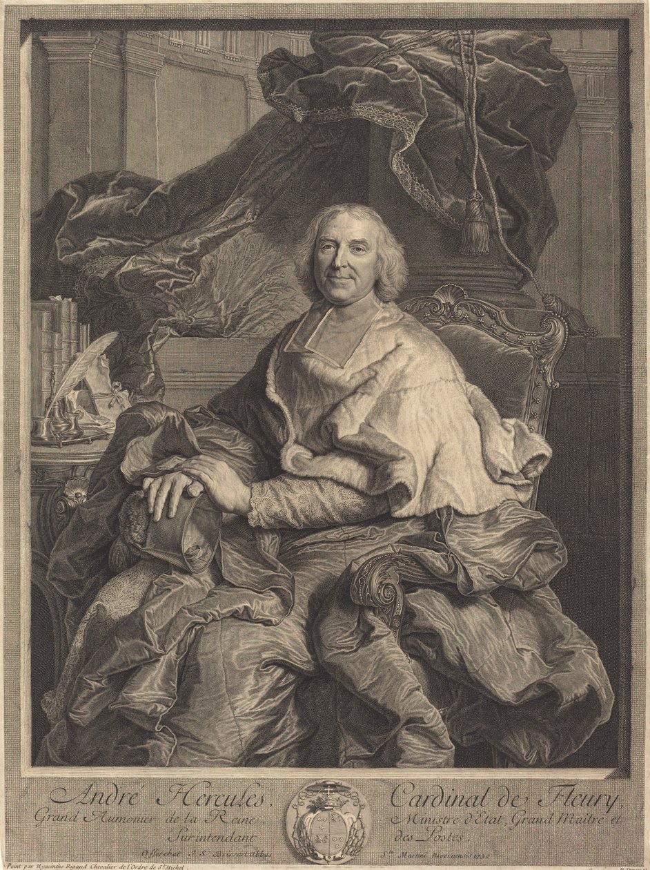 André Hercules, kardynał Fleury autorstwa Pierre Drevet after Hyacinthe Rigaud