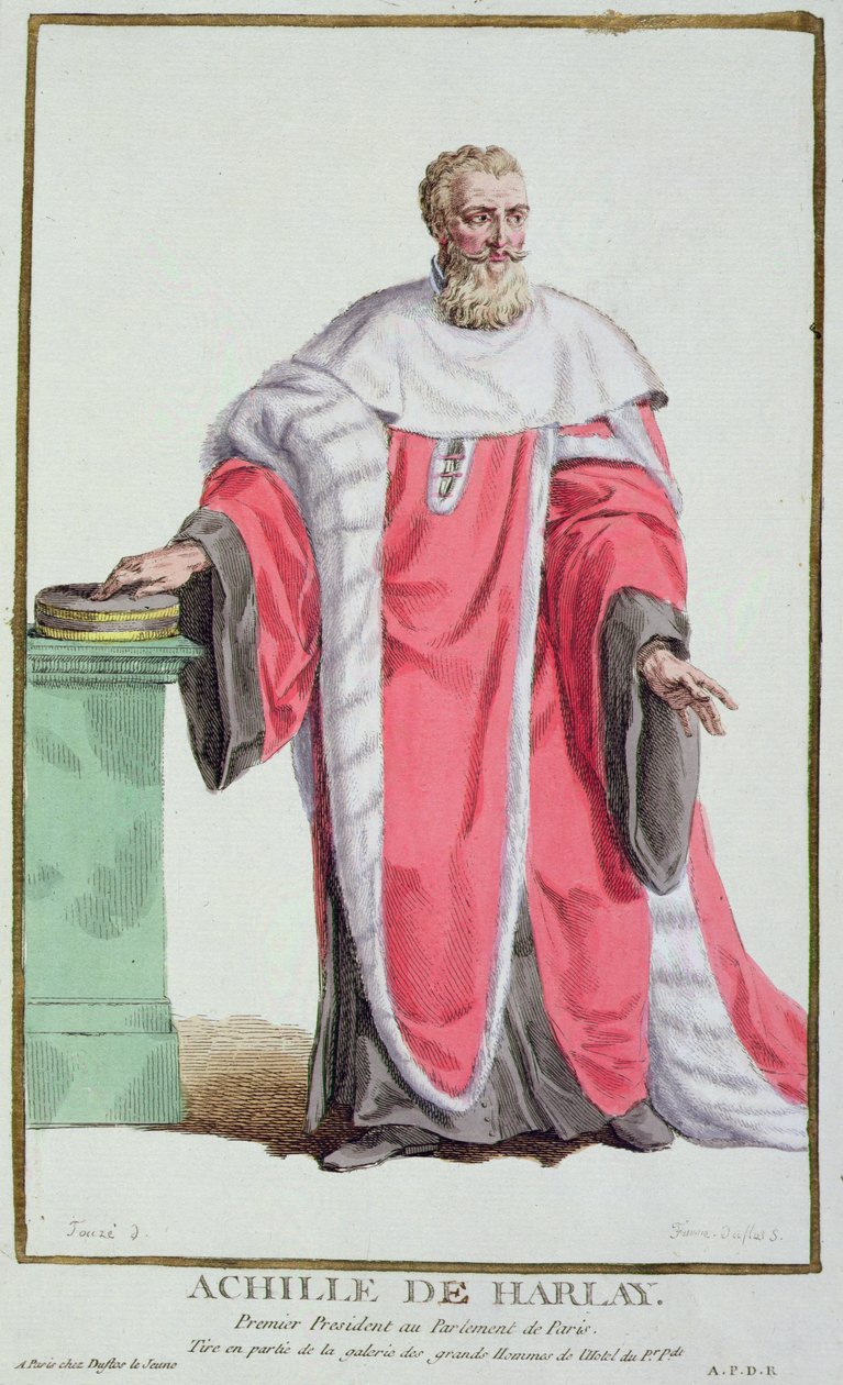 Achille de Harlay z „Receuil des Estampes, Representant des Rangs et des Dignites, według stroju wszystkich istniejących narodów”, wydanej w 1780 r. (rycina ręcznie kolorowana) autorstwa Pierre Duflos