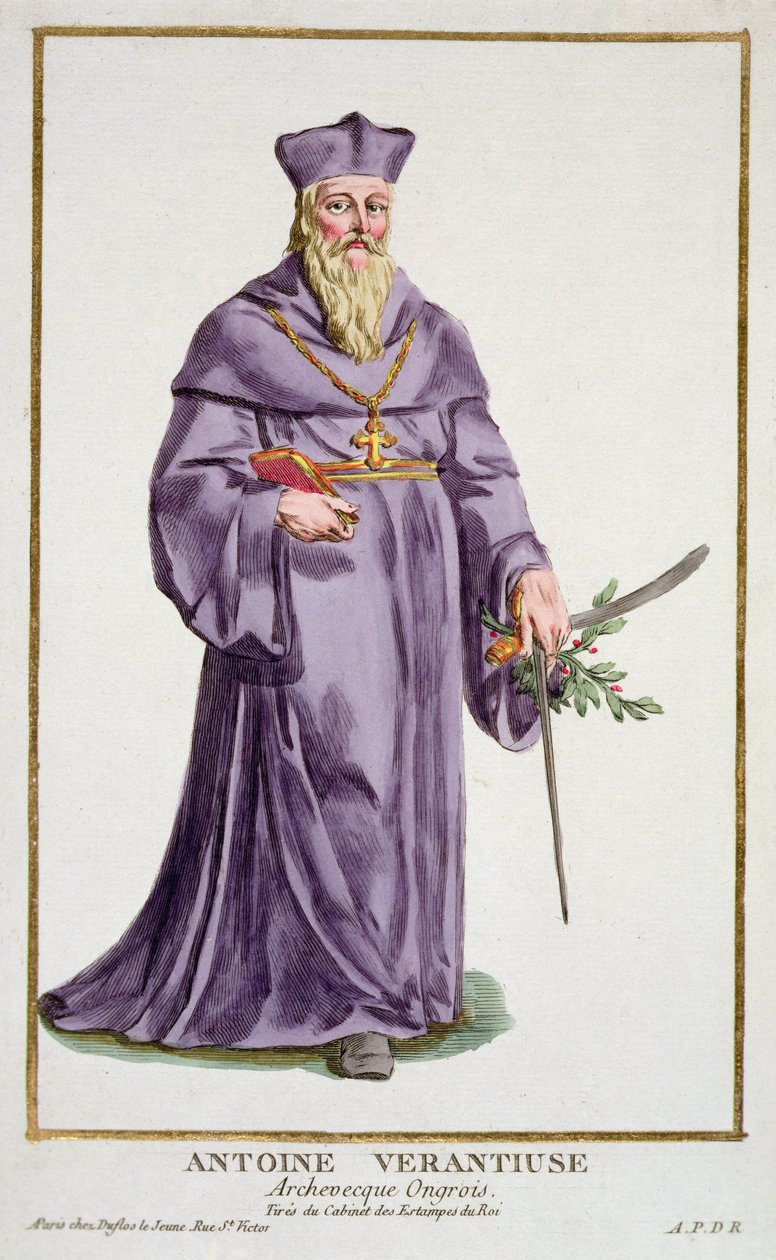 Anthony Verantiuse z „Receuil des Estampes, Representant des Rangs et les Dignites, według stroju wszystkich istniejących narodów”, wydanej w 1780 r. (rycina ręcznie kolorowana) autorstwa Pierre Duflos