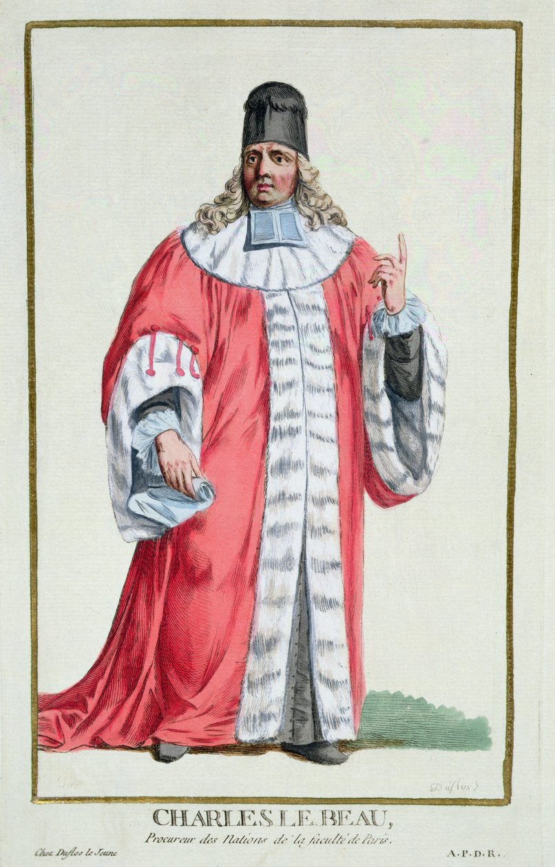Charles le Beau (1701-78) z „Receuil des Estampes, Representant des Rangs et les Dignites, według stroju wszystkich istniejących narodów”, wydanej w 1780 r. (rycina ręcznie kolorowana) autorstwa Pierre Duflos