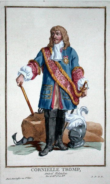 Cornelius Trump Admiral (1629-91) z „Receuil des Estampes, Representant des Rangs et des Dignites, według stroju wszystkich istniejących narodów”, wydanej w 1780 r. (rycina ręcznie kolorowana) autorstwa Pierre Duflos