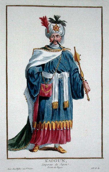 Cesarz Kaugun z „Zbioru Grafiki przedstawiającej szeregi i godności według stroju wszystkich istniejących narodów”, wydanej w 1780 r. (rycina ręcznie kolorowana) autorstwa Pierre Duflos
