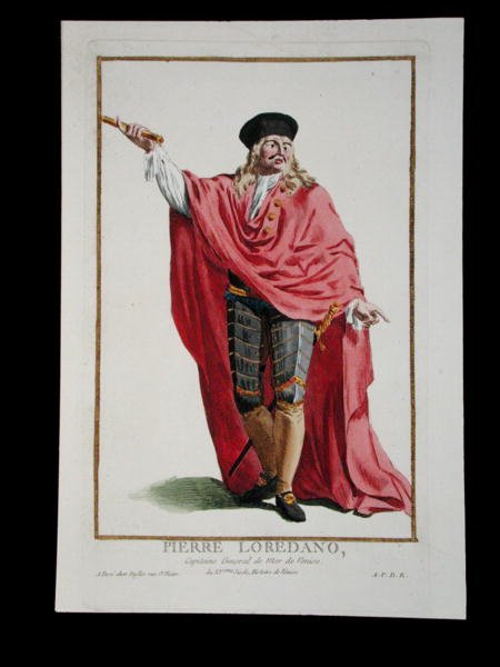 Pietro Loredano (zm. 1439) z „Kolekcja rycin, reprezentujących rangi i godności, w stroju wszystkich istniejących narodów”, wydana w 1780 r. (rycina ręcznie kolorowana) autorstwa Pierre Duflos