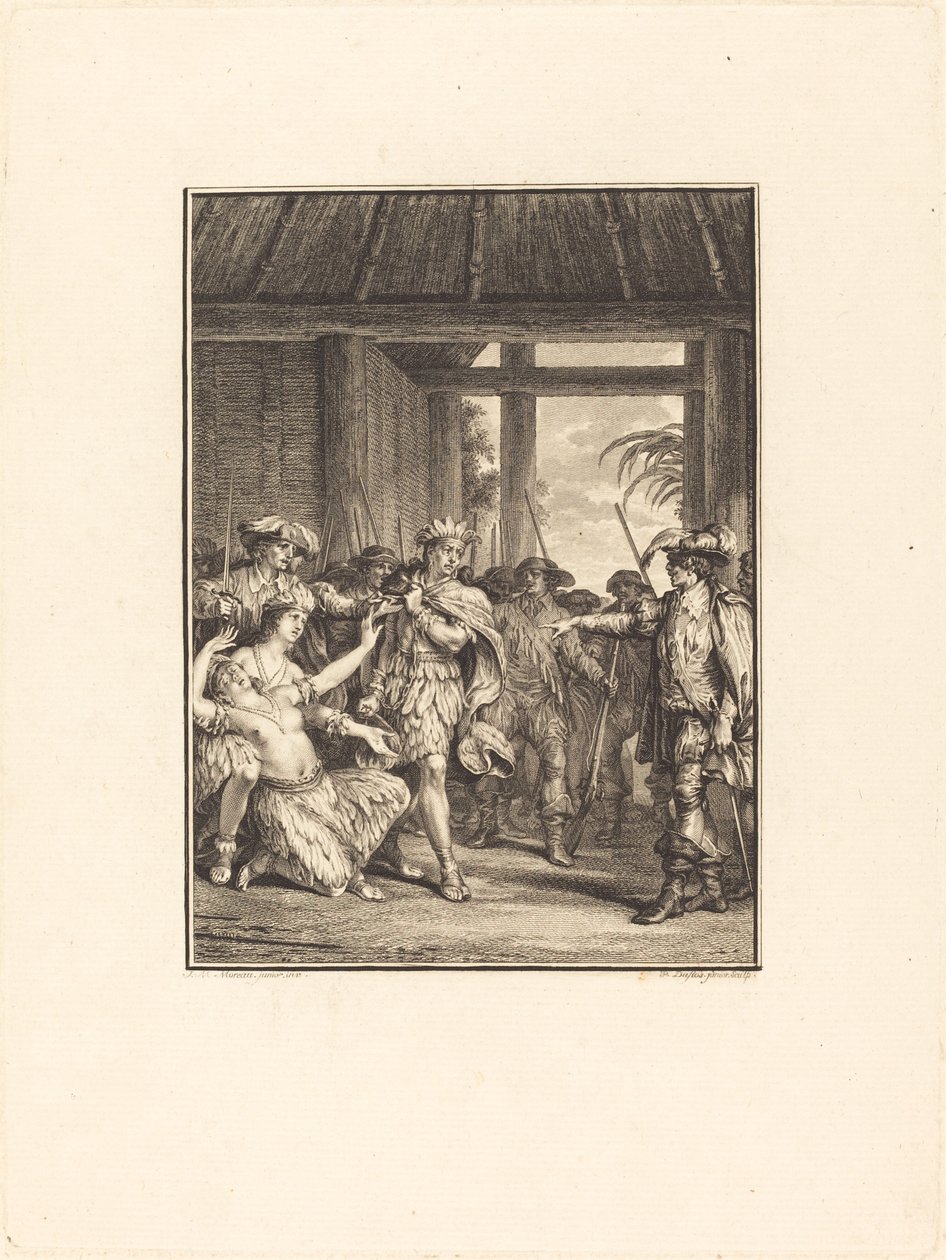 Odkrycie nowego świata autorstwa Pierre Duflos after Jean Michel Moreau