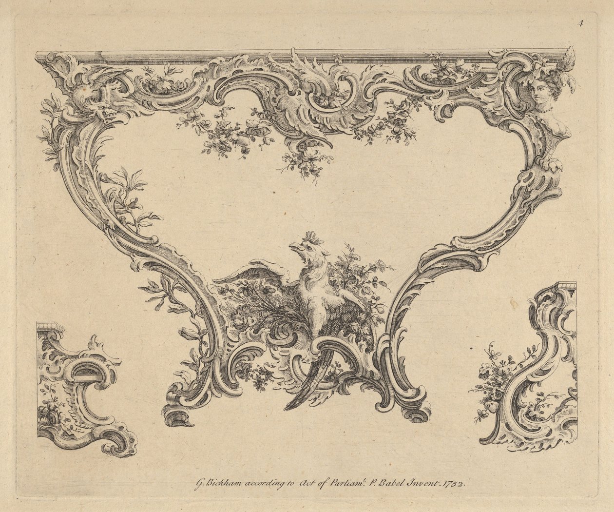 Projekt stołu konsolowego, 1752. autorstwa Pierre Edme Babel