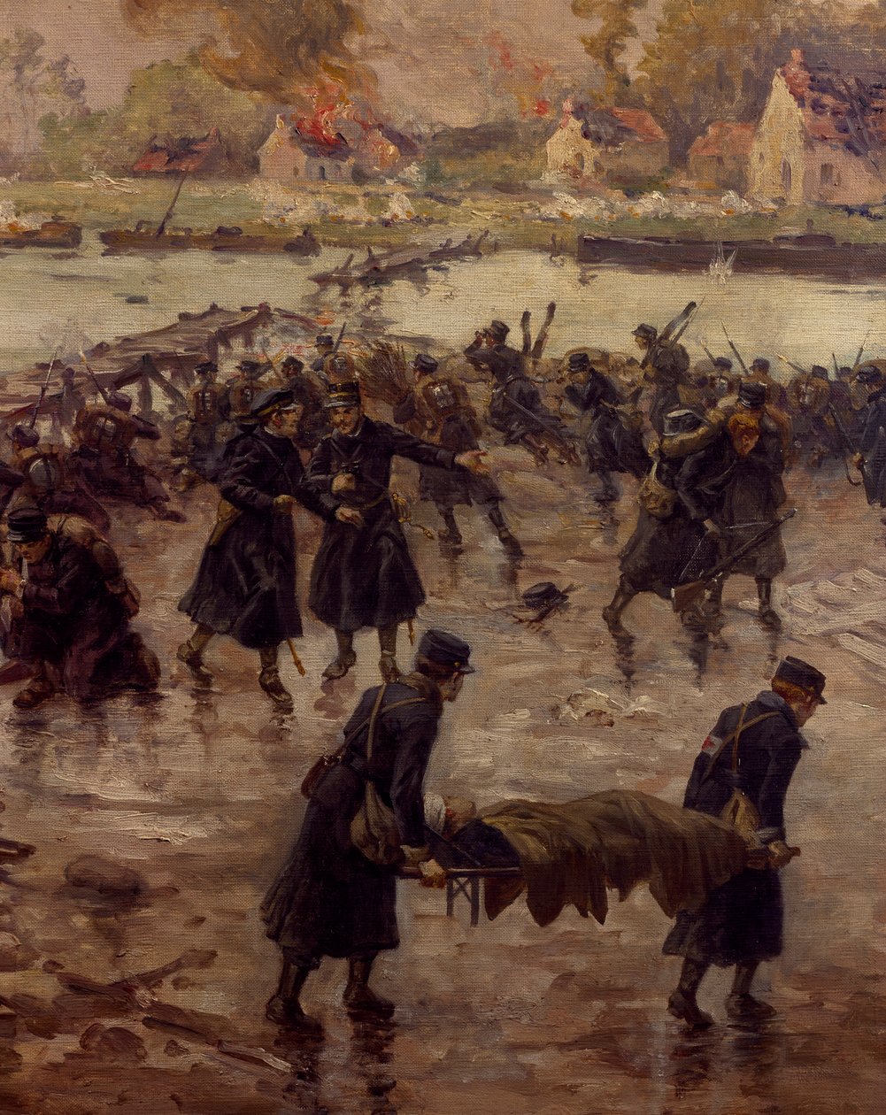 Walka wzdłuż Yser, październik 1914, Naymark e Ballue, detal autorstwa Pierre Ernest and Neymark Gustave Ballue