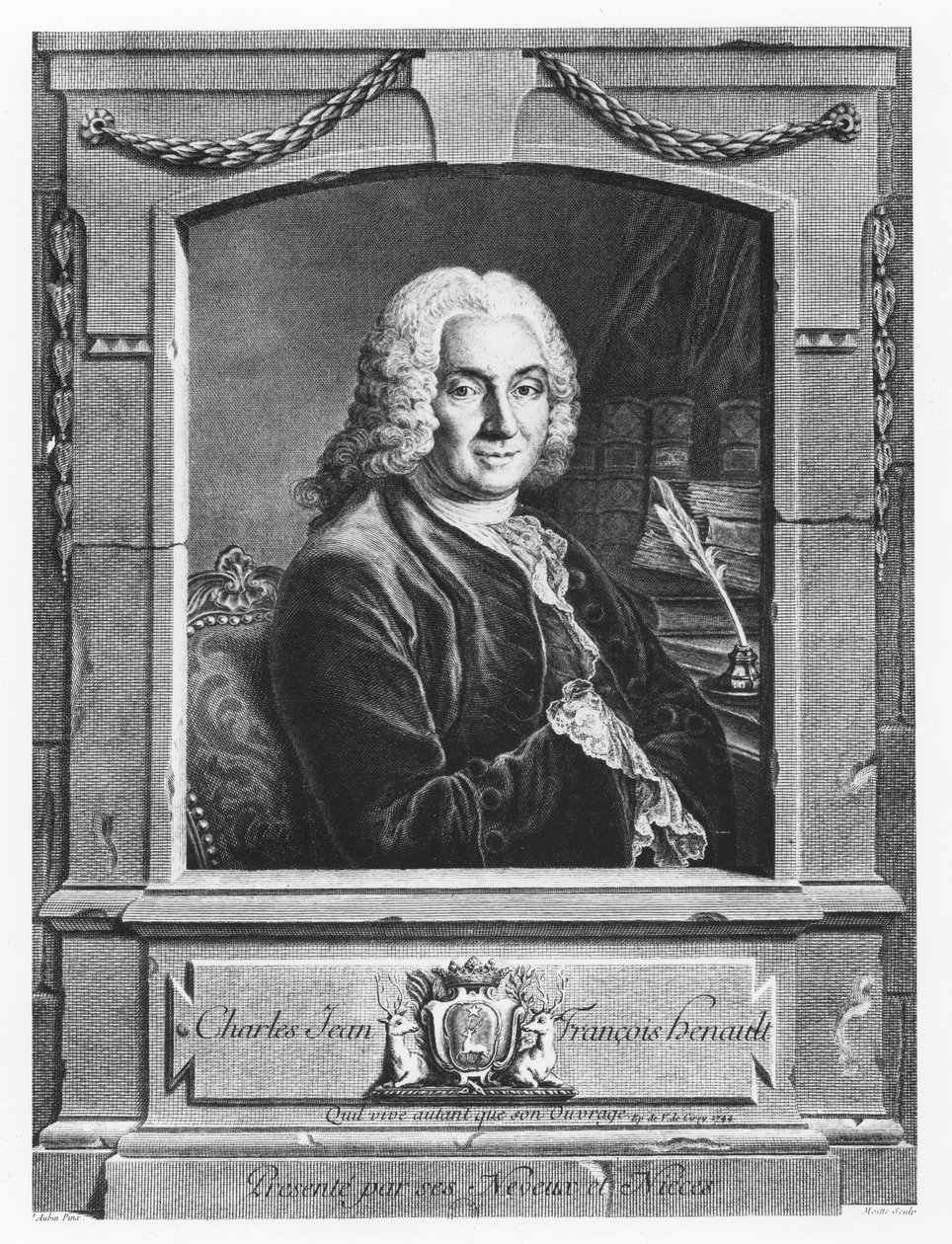 Portret Charlesa Jeana François Hénault autorstwa Pierre Etienne Moitte