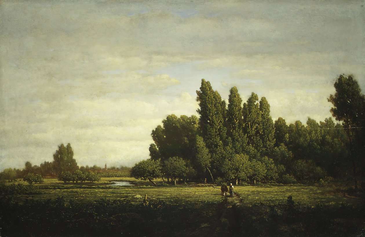 Łąka otoczona drzewami, ca. 1845. autorstwa Pierre Etienne Theodore Rousseau