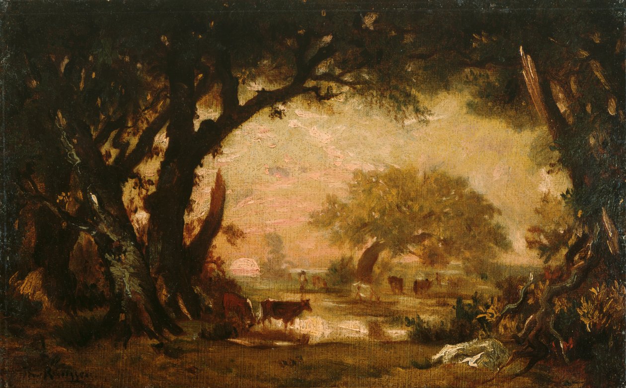 Polana w lasach Fontainebleau autorstwa Pierre Etienne Theodore Rousseau