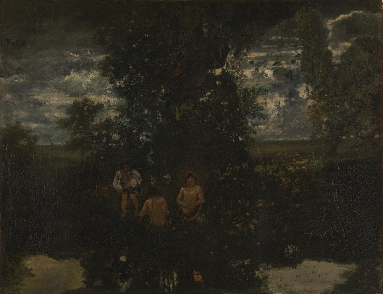 Światło księżyca. Kąpiący się, lata 60. XIX wieku autorstwa Pierre Etienne Theodore Rousseau