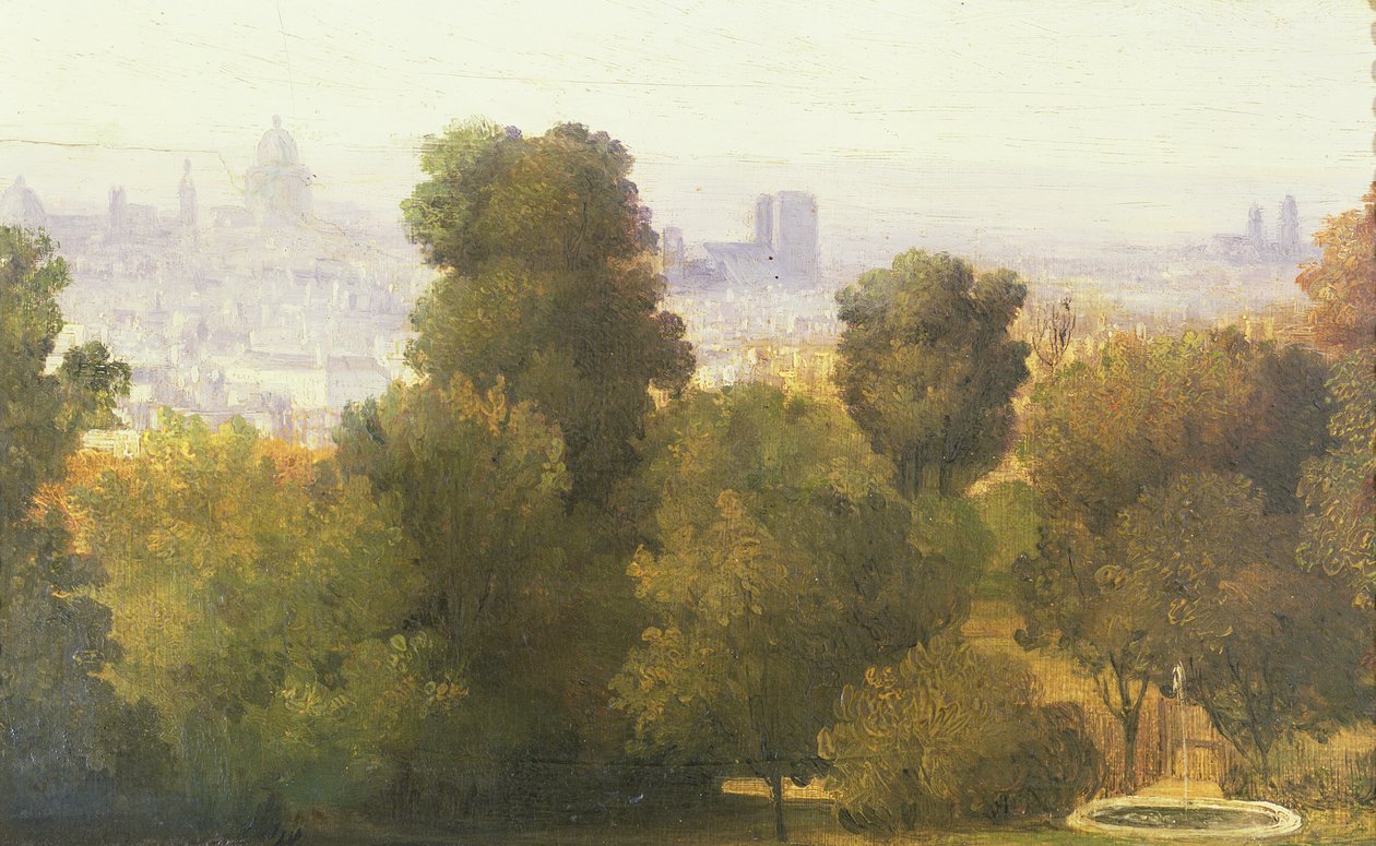 Paryż widziany z Wzgórz Belleville, ok.1830 autorstwa Pierre Etienne Theodore Rousseau