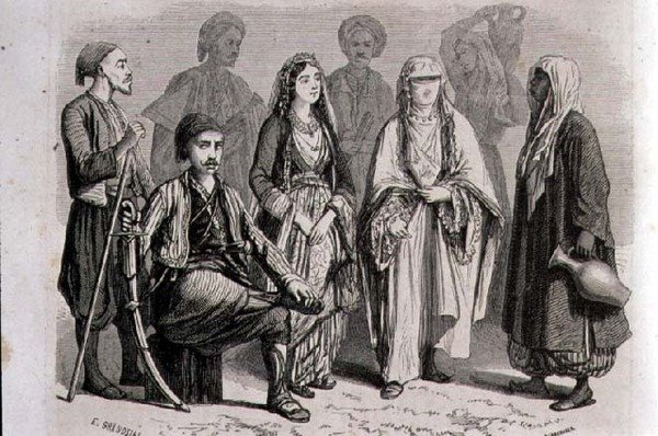 Suknia anatolijska z lat 60. XIX wieku, rytowana przez Stephane Pannemakera (1847-1930) (grafika) autorstwa Pierre Eugene (after) Grandsire