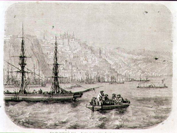 Widok Quebecu w latach 60. XIX wieku, grawerowany przez Laly (grafika) autorstwa Pierre Eugene (after) Grandsire