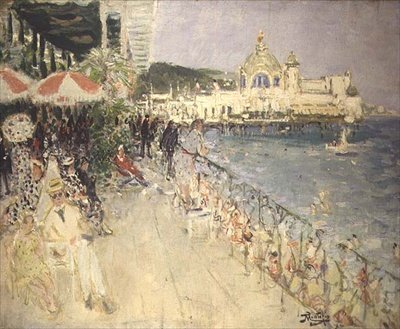 Przed kasynem na molo, Nicea, ok. 1937 autorstwa Pierre Eugene Montezin