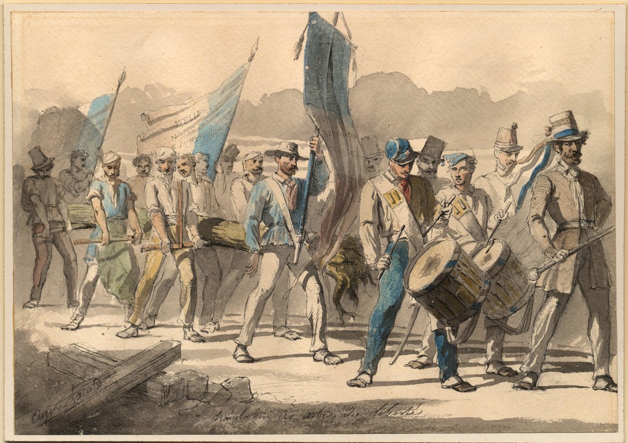 Sadzenie Drzewa Wolności we Francji 1848, 1848 autorstwa Pierre Eugène Lacoste
