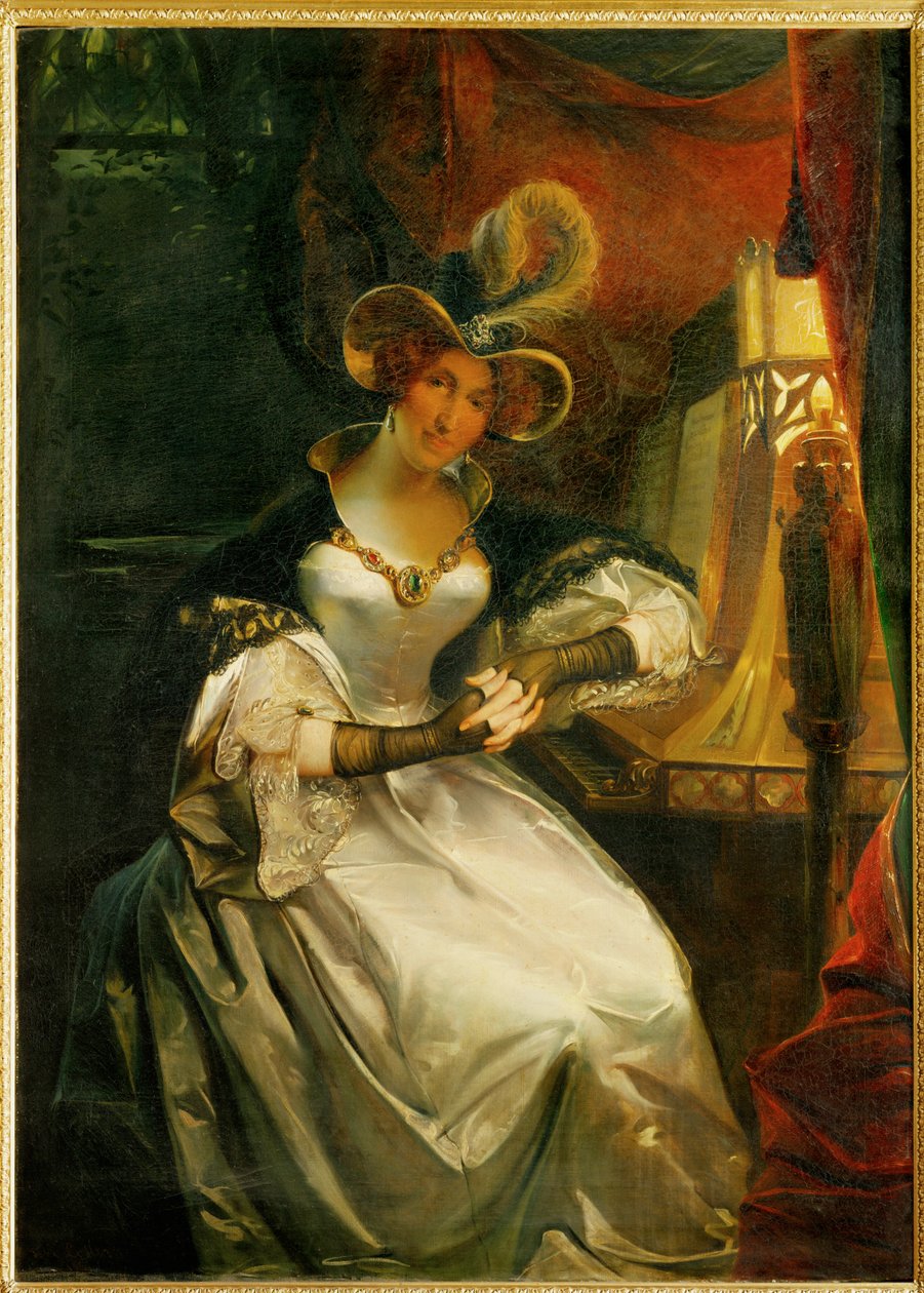 Królowa Hortensja Bonaparte, żona brata Napoleona Ludwika, króla Holandii, i matka Napoleona III (olej na płótnie) autorstwa Pierre Felix Cottrau