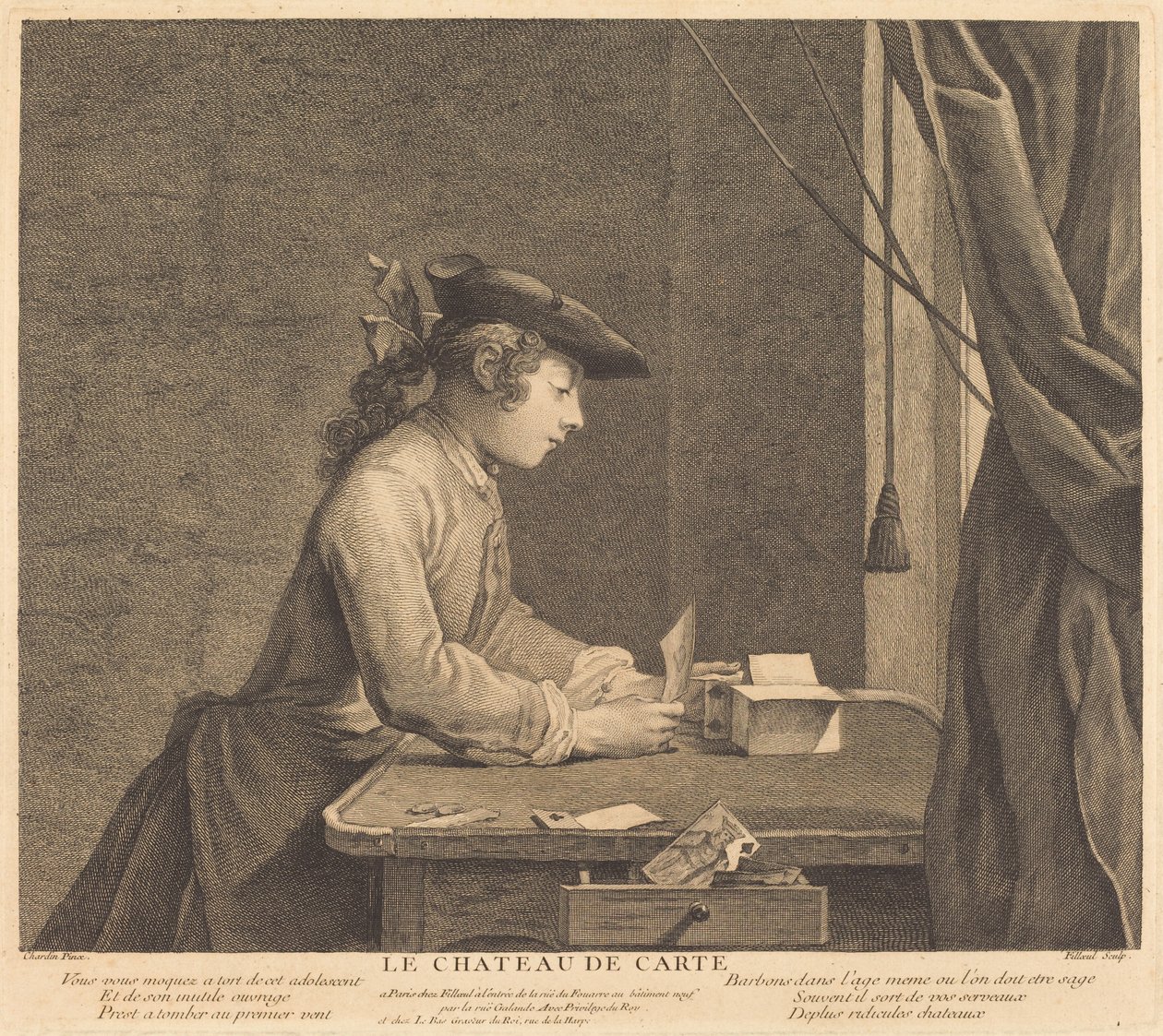 Dom z kart autorstwa Pierre Filloeul after Jean Siméon Chardin
