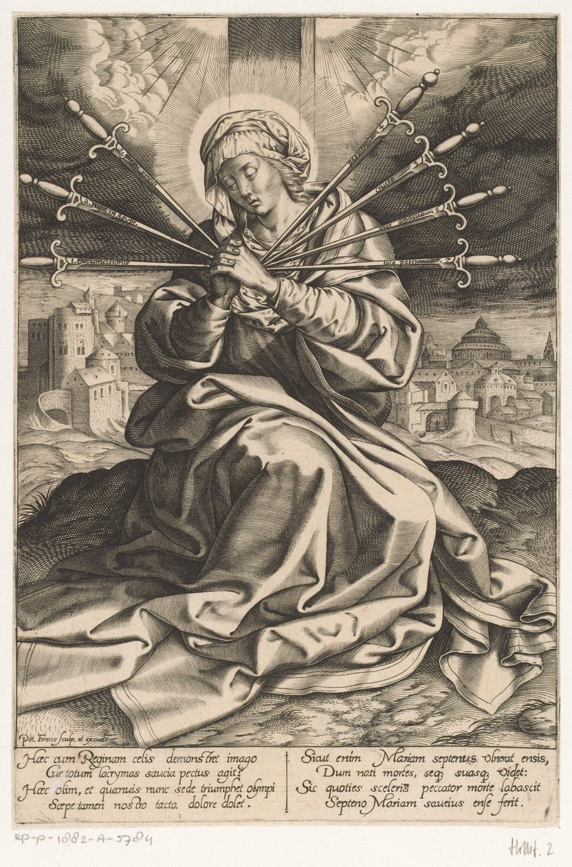 Siedem boleści Maryi Mary przebita siedmioma mieczami autorstwa Pierre Firens