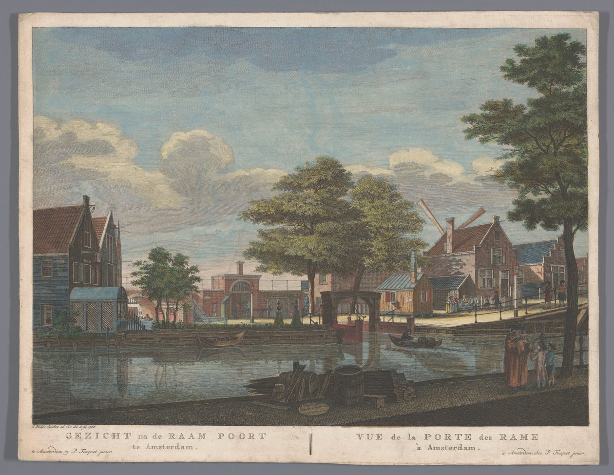 Widok na Raampoort w Amsterdamie Widok po Bramie Okiennej w Amsterdamie (tytuł na obiekcie) autorstwa Pierre Fouquet