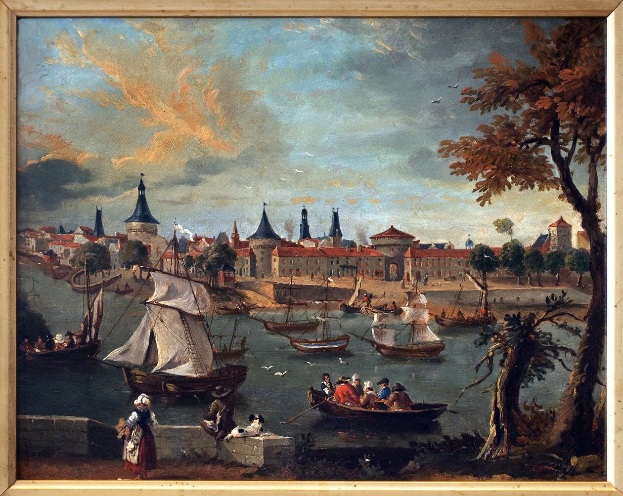 Port Libourne w XVIII wieku. Grafika: Pierre Fournier (1740-1793), olej na papierze marufle na tekturze autorstwa Pierre Fournier