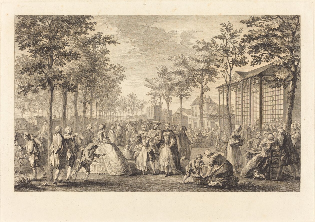 Spacer wzdłuż murów obronnych Paryża autorstwa Pierre Francois Courtois after Augustin de Saint Aubin