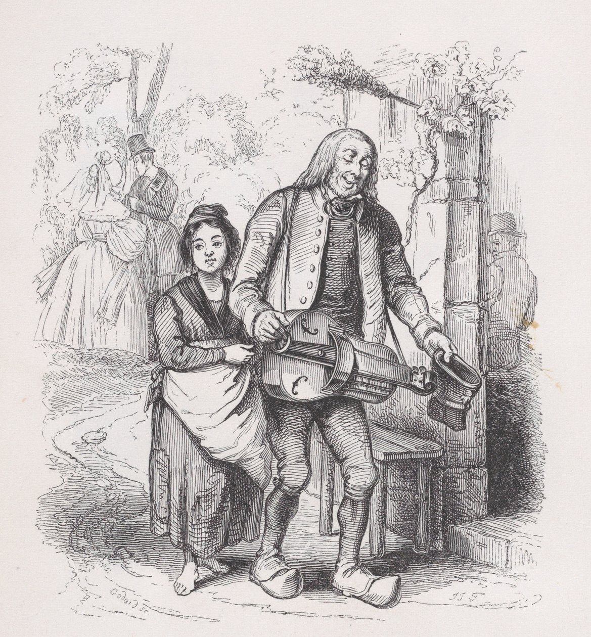 Ślepiec z Bagnolet z Dzieł wszystkich Bérangera, 1836. autorstwa Pierre Francois Godard