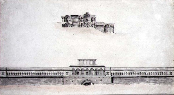 Projekt neoklasycystycznego pałacu autorstwa Pierre Francois Leonard Fontaine