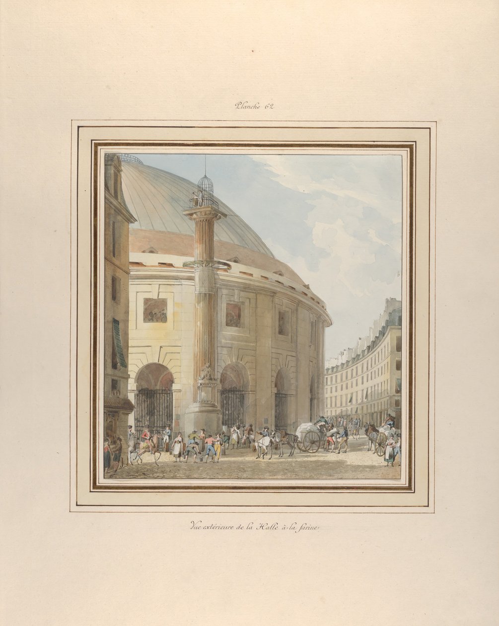 Halle aux Blés, widok z zewnątrz, ca. 1810. autorstwa Pierre Francois Leonard Fontaine