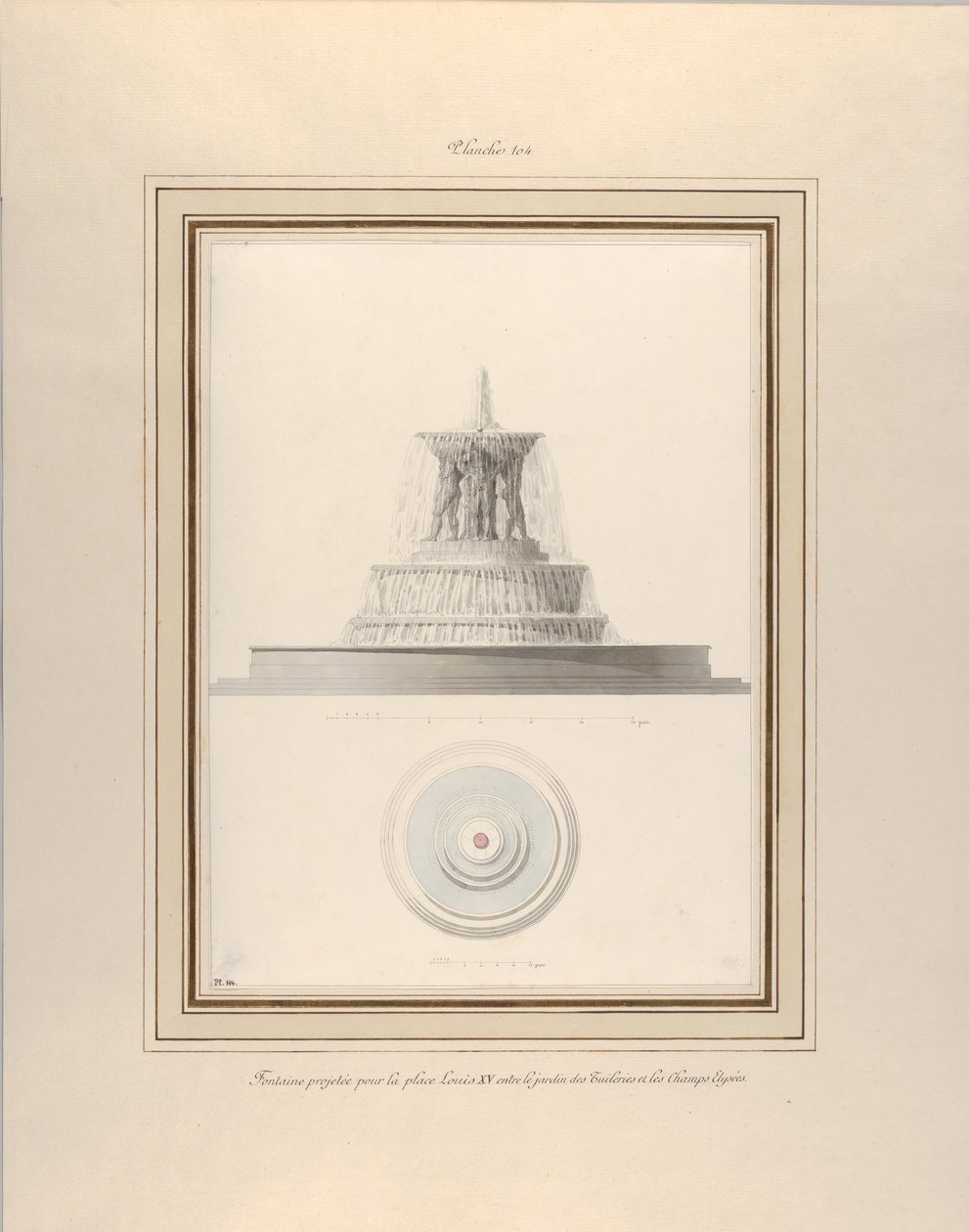 Projekt fontanny dla La Place Louis XV, ca. 1806. autorstwa Pierre Francois Leonard Fontaine