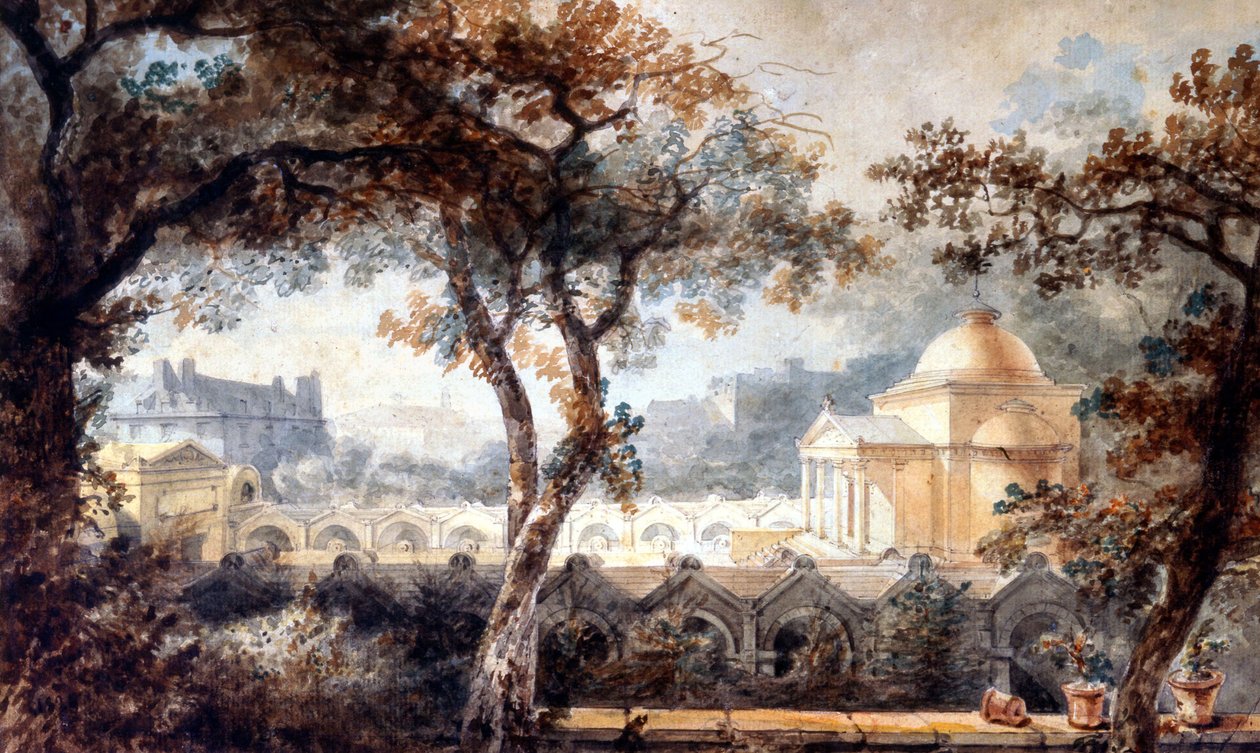 ekspiacyjnej kaplicy Ludwika XVI w Paryżu. akwarela, ok. 1830 r autorstwa Pierre Francois Leonard Fontaine