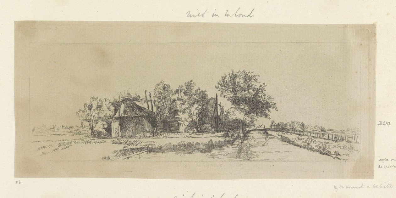 Palisade Landschap een kanaal Kolekcja osiemdziesięciu pięciu oryginalnych grafik (tytuł serii) autorstwa Pierre François Basan (workshop of)