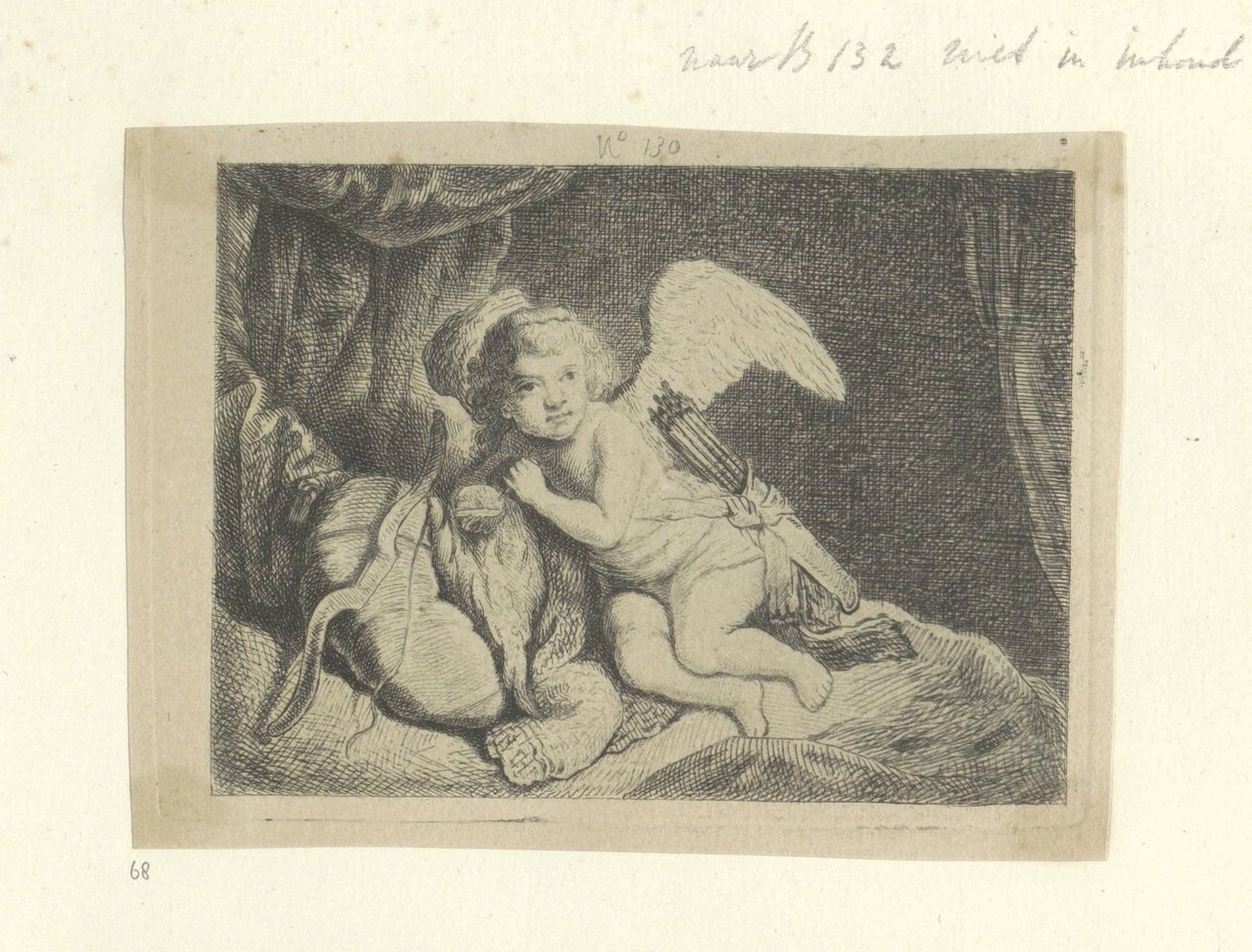 Rustende Amor Kolekcja osiemdziesięciu pięciu oryginalnych grafik (tytuł serii) autorstwa Pierre François Basan (workshop of)