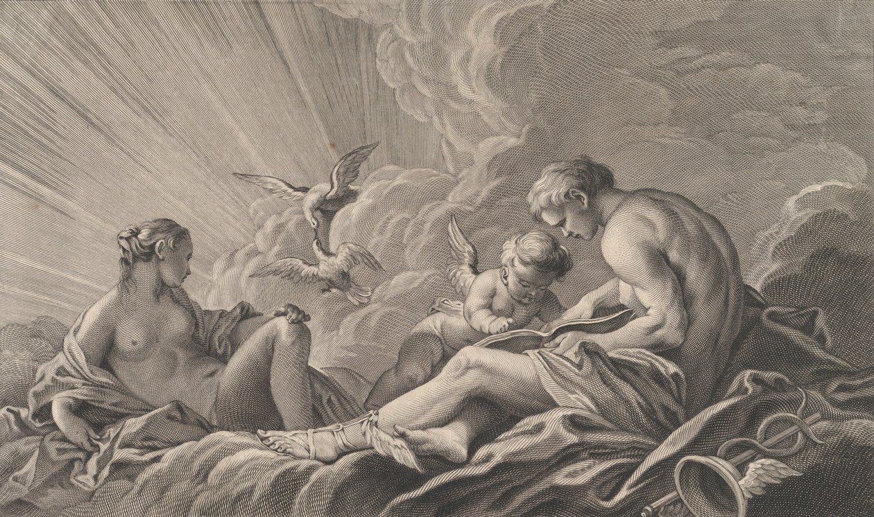 Miłość pouczona przez Merkurego, XVIII wiek. autorstwa Pierre François Basan